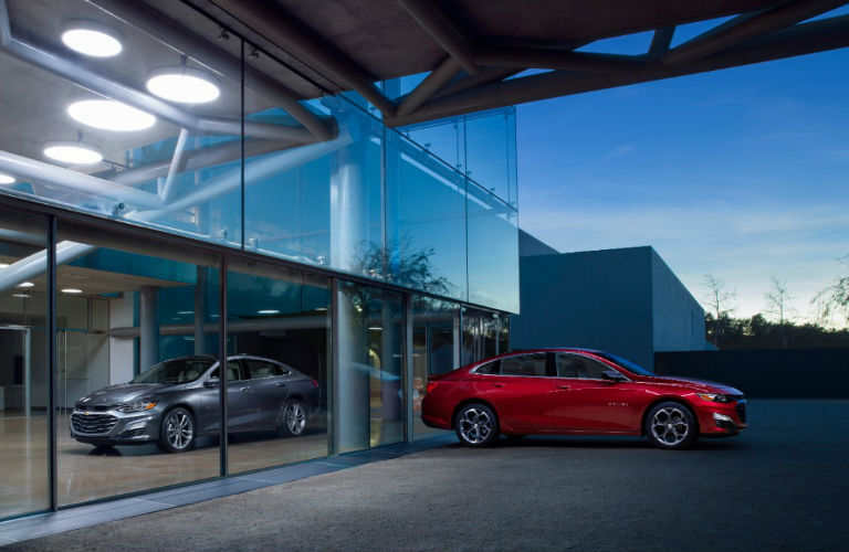 2019 Chevy Malibu in red and gray