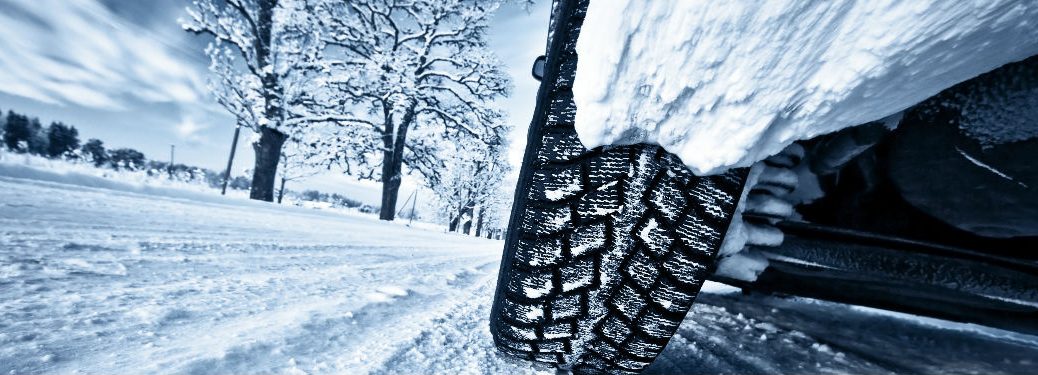 Tire on a snowy road