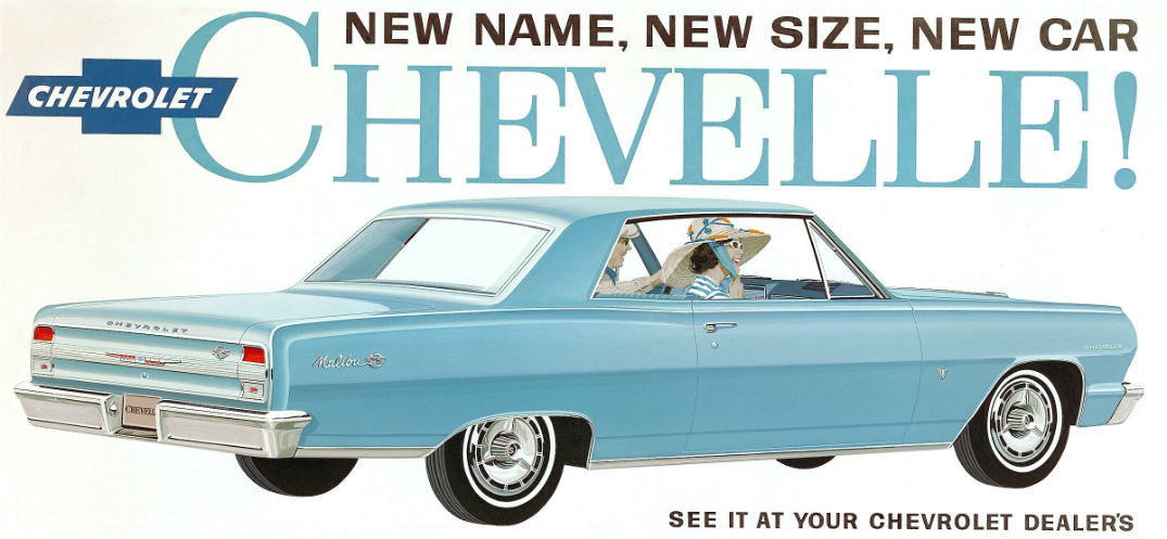 Ad for the 1964 Chevy Chevelle Malibu the first edition of the Malibu