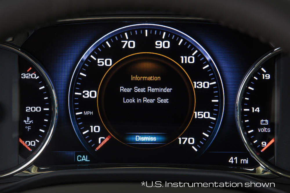 2017 GMC Acadia Back Seat Reminder visible on the driver information screen