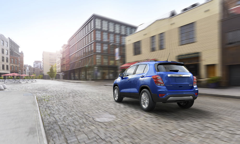 2017 Chevy Trax driving away with a new rear fascia