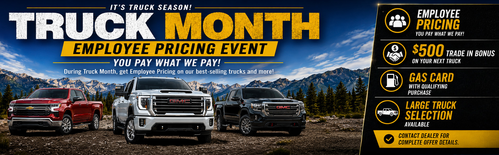 It's Truck Season at McLaughlin GM: Get Employee Pricing on our best-selling trucks and more!