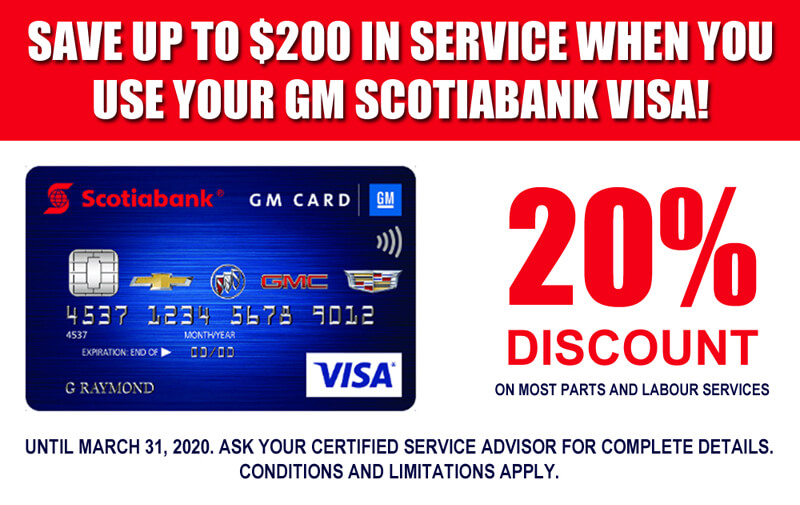 Pay With Your GM Visa and Save 20% in Service