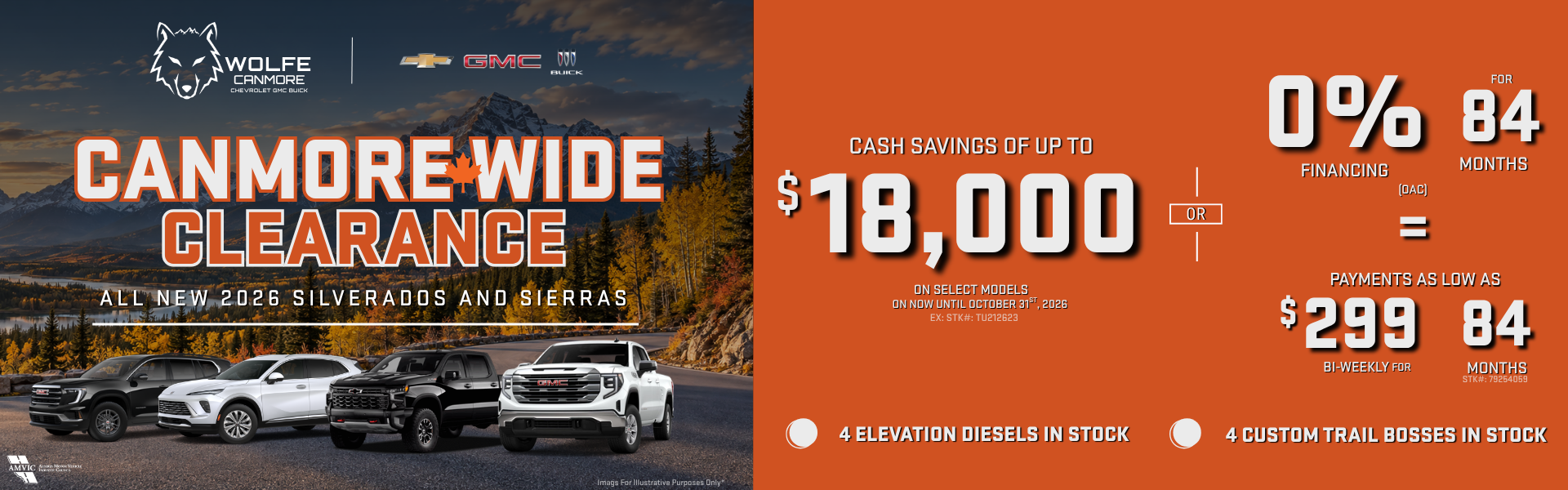 Canmore Wide Clearance General new sierra 1500 and silverado 1500 in Canmore, AB