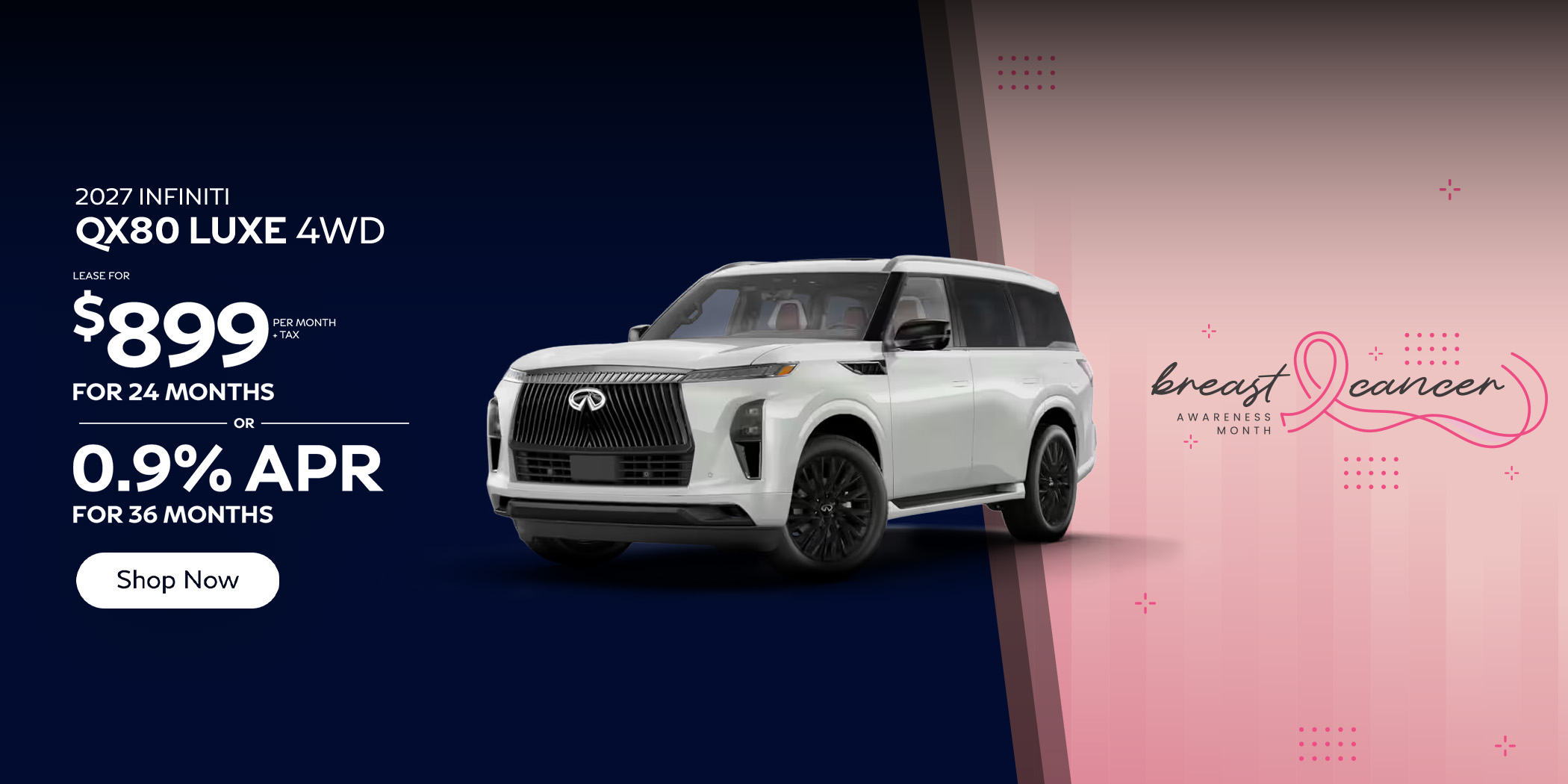 2027 INFINITI QX80 LUXE 4WD Shop Now LEASE FOR $899** PER MONTH FOR 24 MONTHS OR 0.9% APR FOR 36 MONTHS