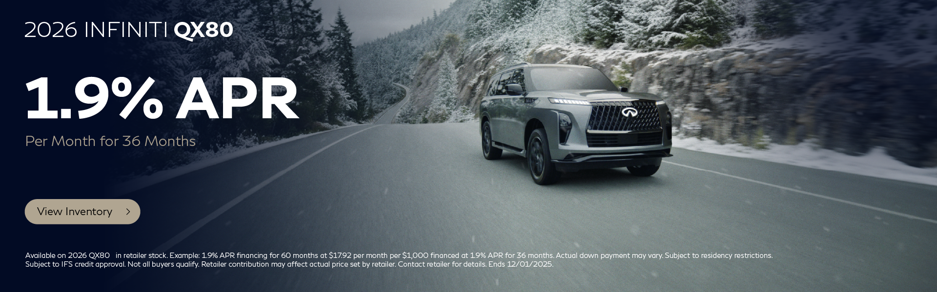 1.9 APR for 36 Months QX80 QX80 custom APR