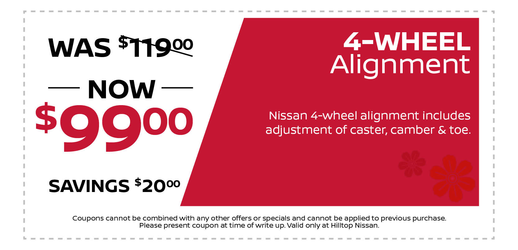 4-WHEEL ALIGNMENT NOW $99.00