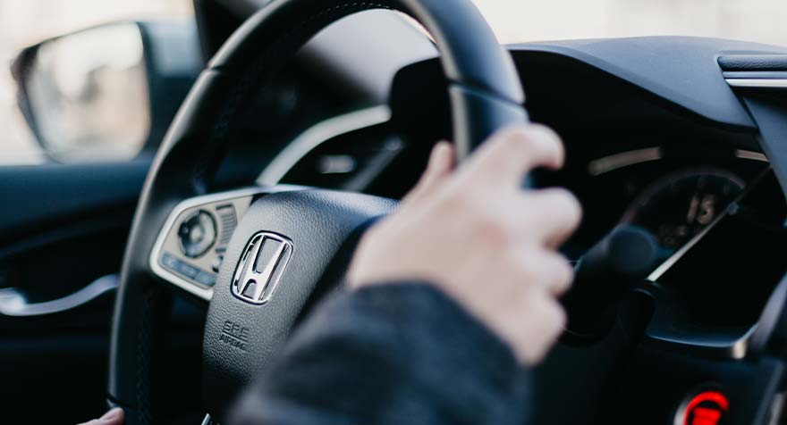 Close up of Honda steering wheel