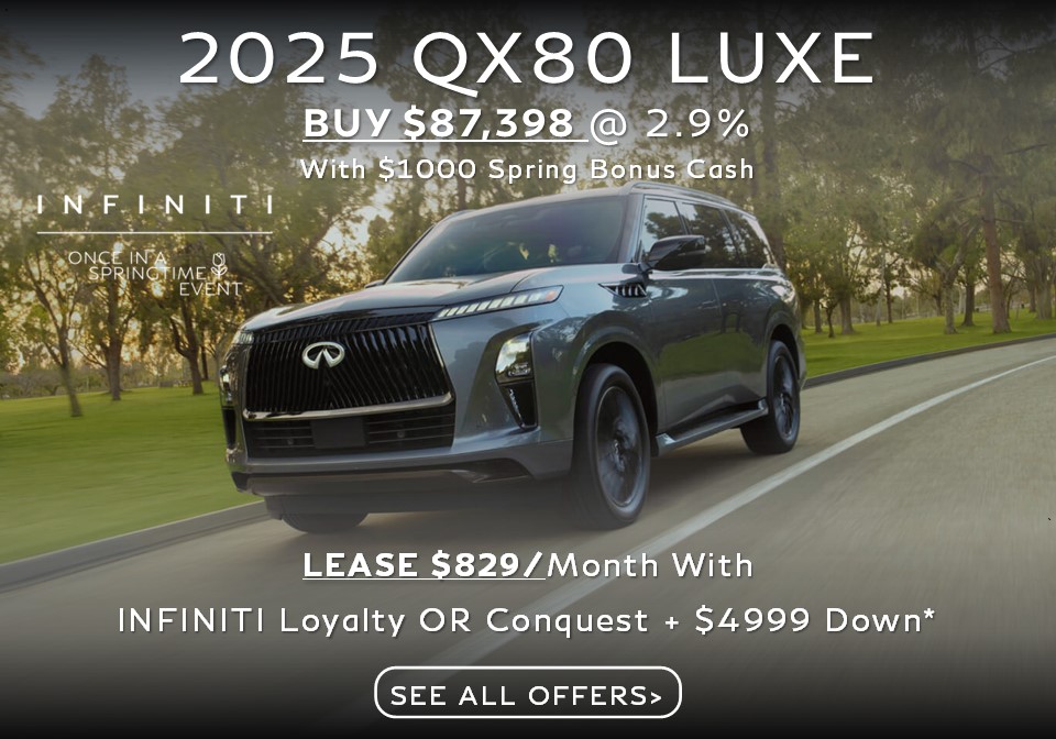 INFINITI QX80 2025 Infiniti QX80 Special Lease and Purchase APR Offer Deal