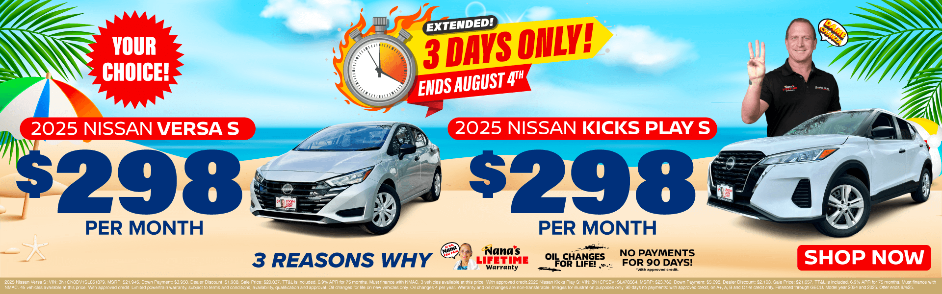Your Choice! 2025 Nissan Versa or 2025 Nissan Kicks Play