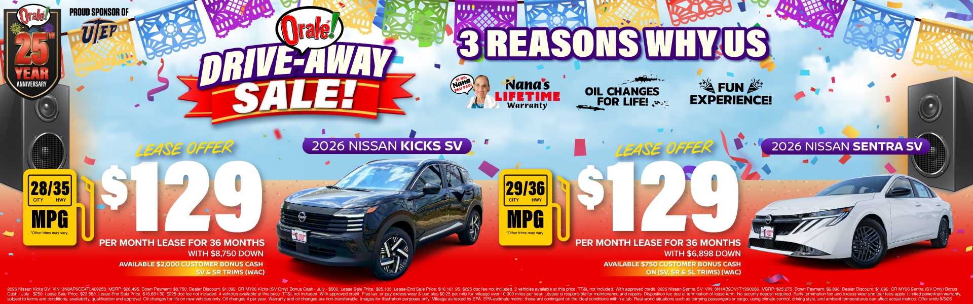 Charlie Clark Nissan El Paso Drive Away Sale: 2026 Nissan Kicks and 2026 Nissan Sentra Lease Offers