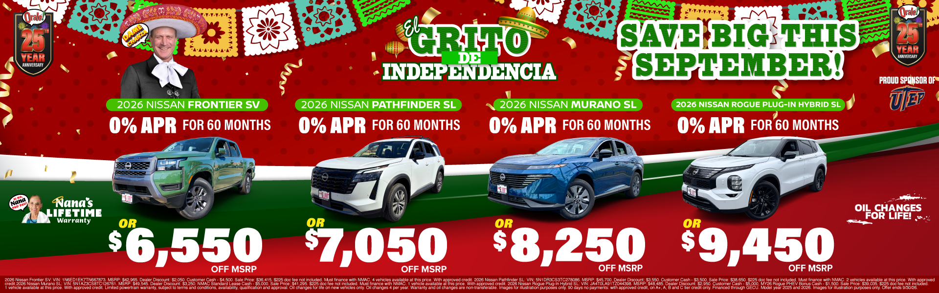 El Grito de Independencia Multi-Vehicle Cash Offers at Charlie Clark Nissan El Paso