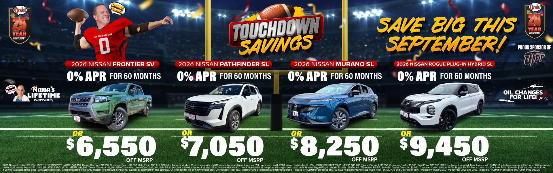 Touchdown Savings at Charlie Clark Nissan El Paso: Cash Offers on Multiple, Select New Nissan Models