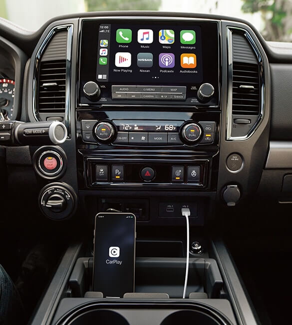 2021 Nissan Titan center console smartphone holder