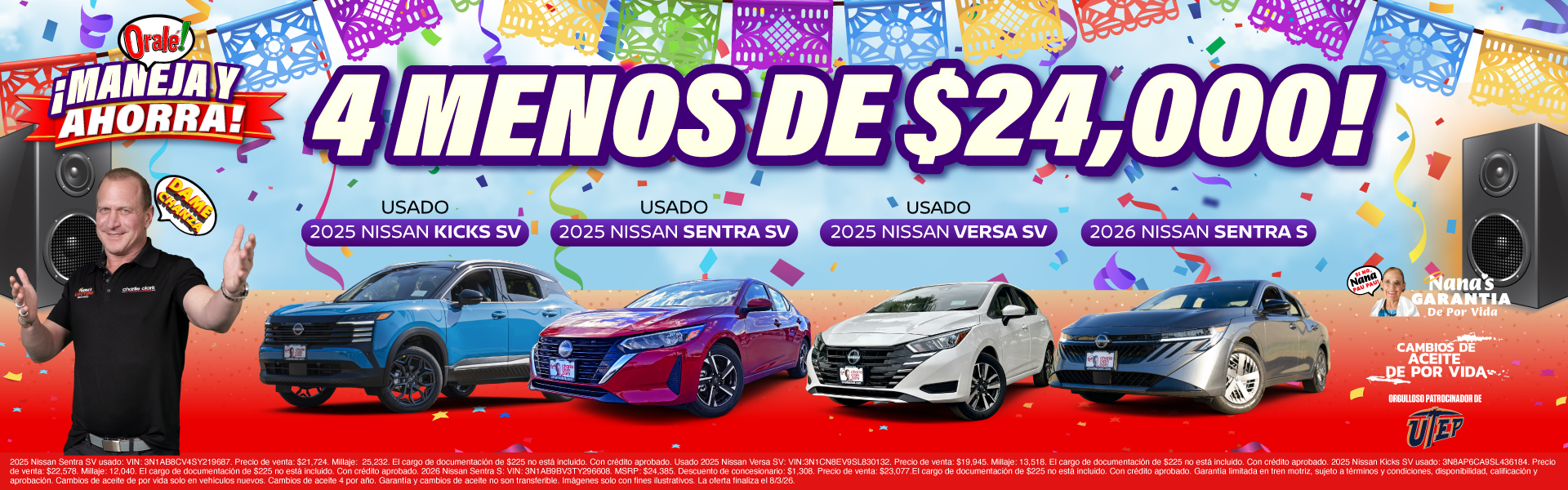 Evento de ventas «Drive Away» de Charlie Clark Nissan El Paso: 4 modelos Nissan por menos de $24,000