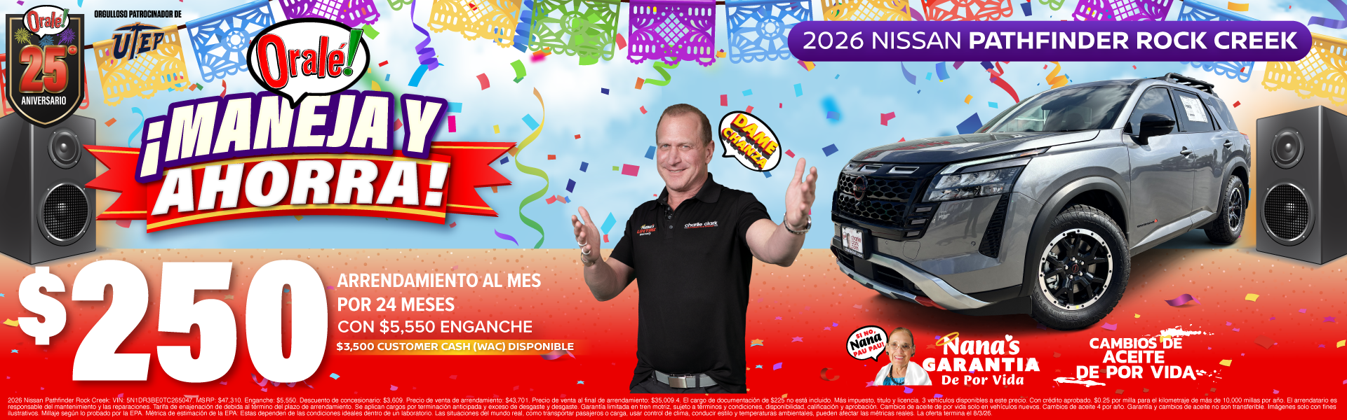 Evento de ventas «Drive Away» de Charlie Clark Nissan El Paso: Oferta de arrendamiento del Nissan Pathfinder 2026