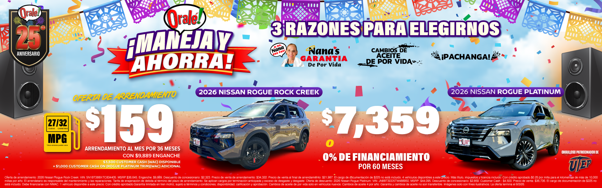 Evento de ventas «Drive Away» de Charlie Clark Nissan El Paso: Ofertas del Nissan Rogue 2026
