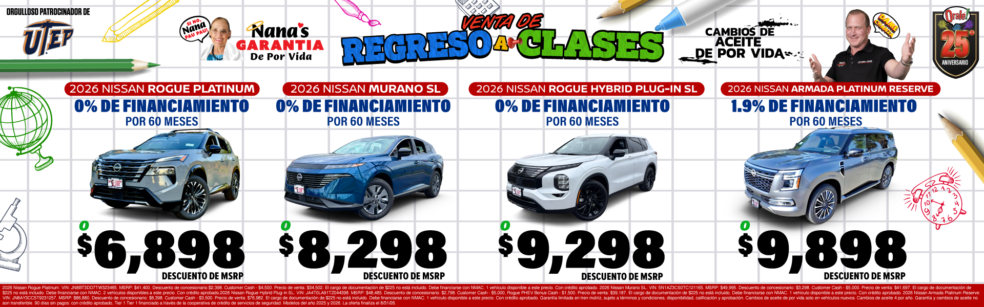 Back to School Sale at Charlie Clark Nissan El Paso: Nissan Cash Offers