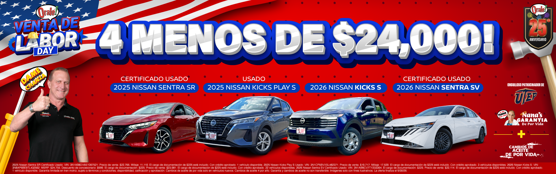 Venta de Día del Trabajo en Charlie Clark Nissan El Paso: 4 modelos Nissan por menos de $24,000