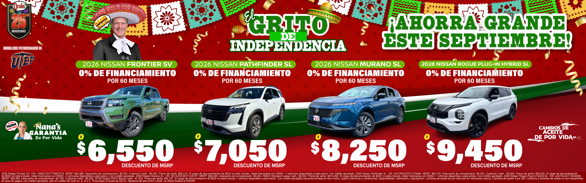 El Grito de Independencia Multi-Vehicle Cash Offers at Charlie Clark Nissan El Paso