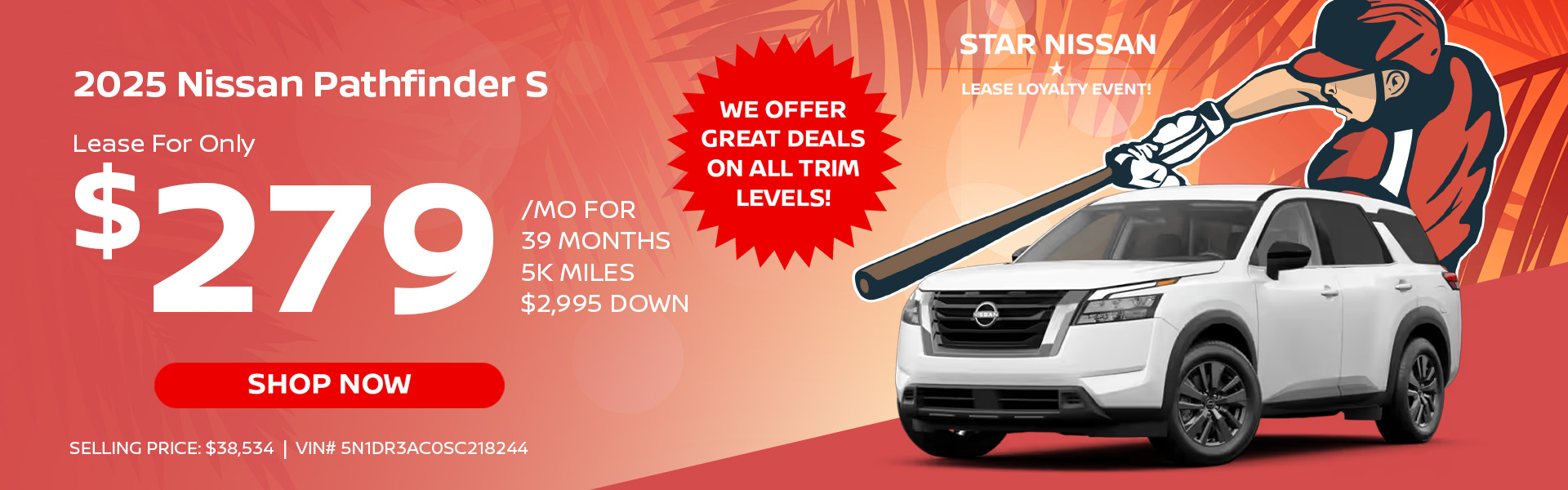 2025 Nissan Pathfinder S LEASE - Baseball