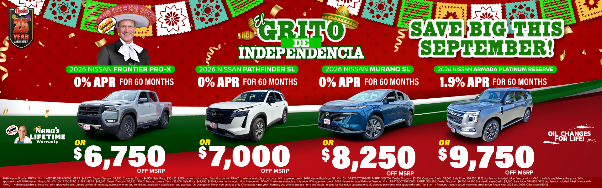 El Grito de Independencia Multi-Vehicle Cash Offers at Charlie Clark Nissan Brownsville