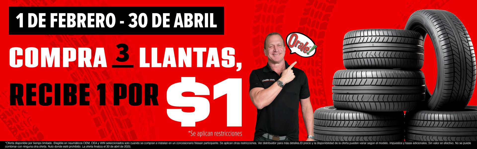 compra 3 llantas, recibe 1 por $1