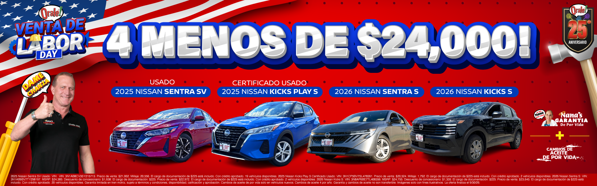 Venta de Día del Trabajo en Charlie Clark Nissan Harlingen: 4 modelos Nissan por menos de $24,000