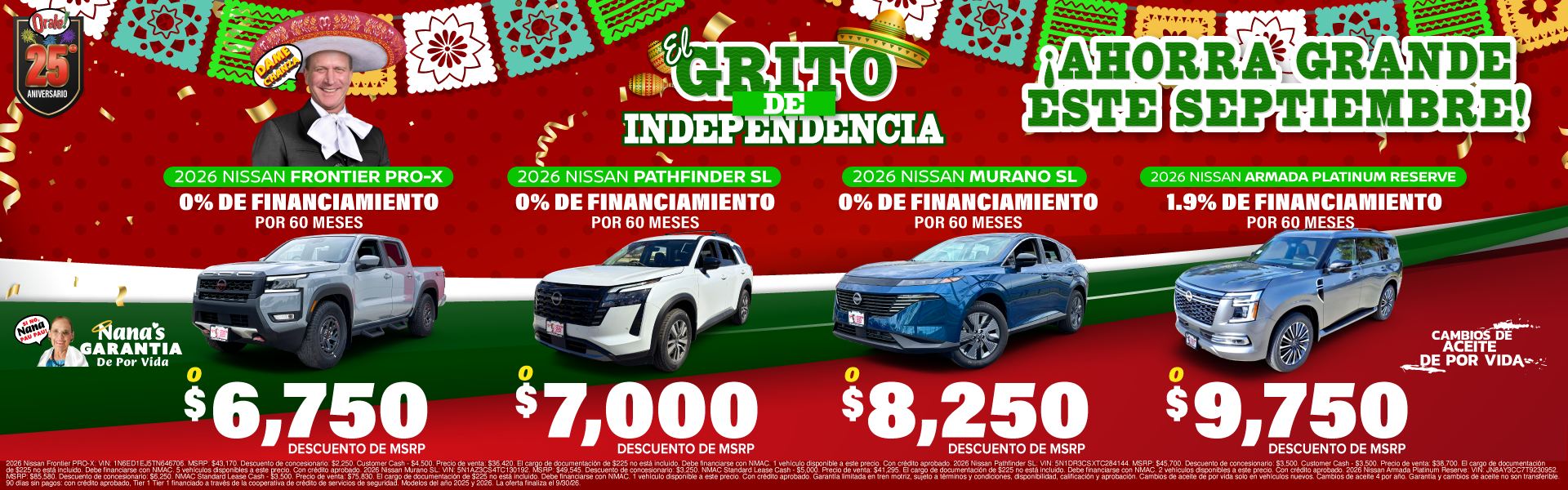 El Grito de Independencia Multi-Vehicle Cash Offers at Charlie Clark Nissan Harlingen