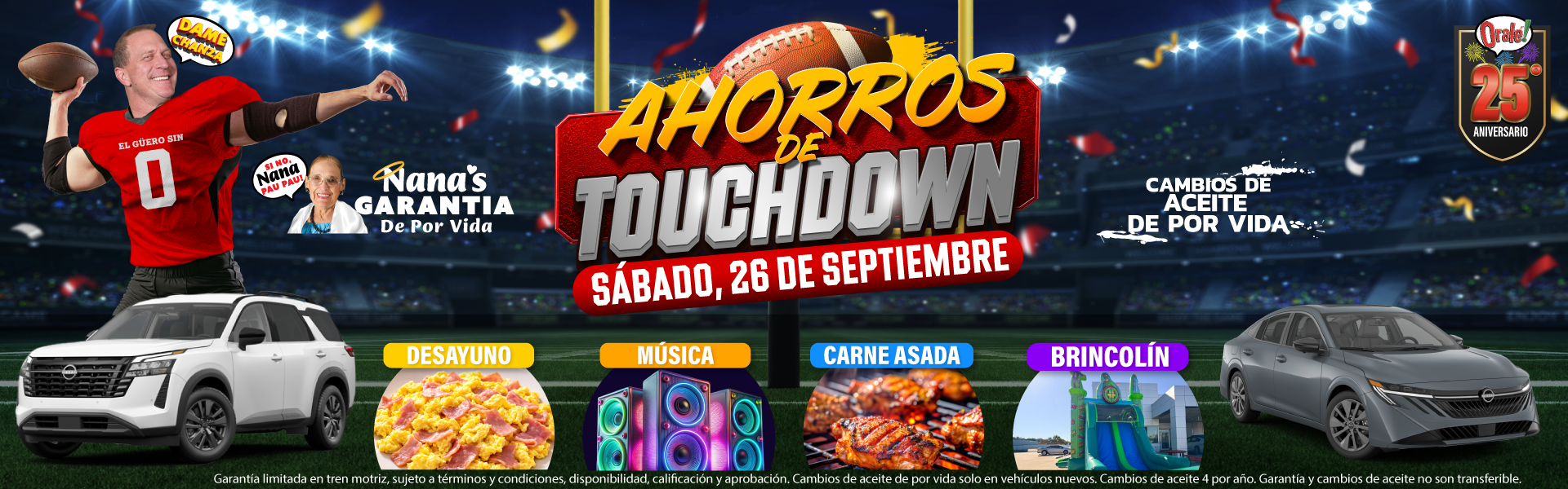 Evento de fin de semana de Charlie Clark Nissan: Ahorros de «Touchdown» el sábado 26 de septiembre de 2026
