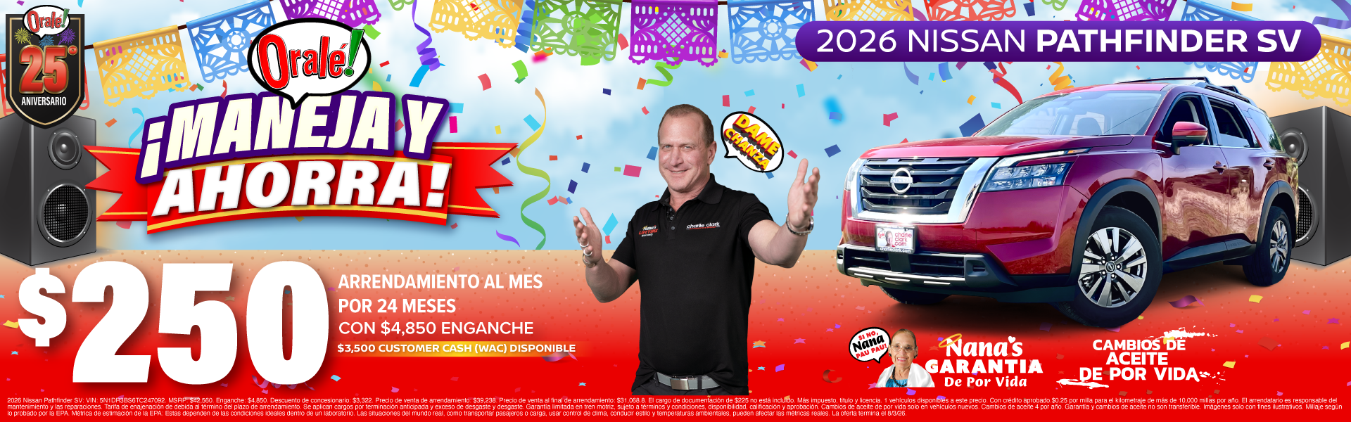 Venta «Drive Away» de Charlie Clark Nissan Brownsville: Oferta de arrendamiento del Nissan Pathfinder 2026