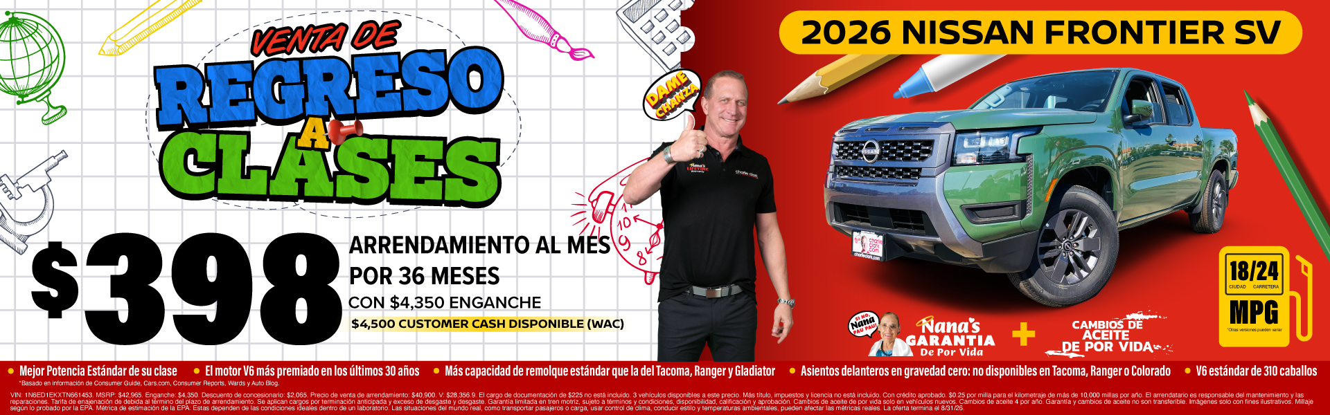 Back to School Sale: Nissan Frontier Lease Offers at Charlie Clark Nissan Brownsville