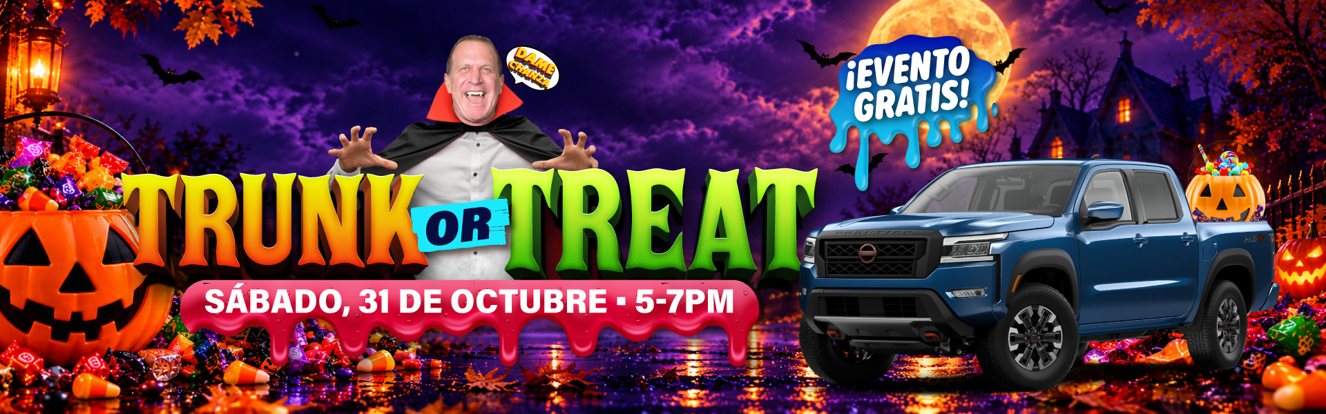 «Trunk or Treat» en Charlie Clark Nissan Brownsville, el sábado 31 de octubre de 2026, de 17:00 a 19:00 horas.