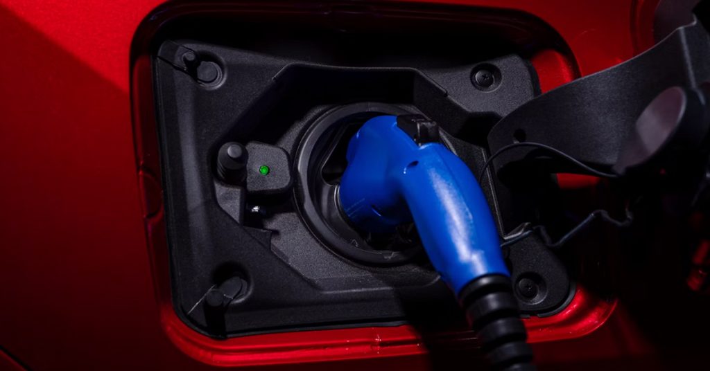 EV Charger Plugged into a toyota EV