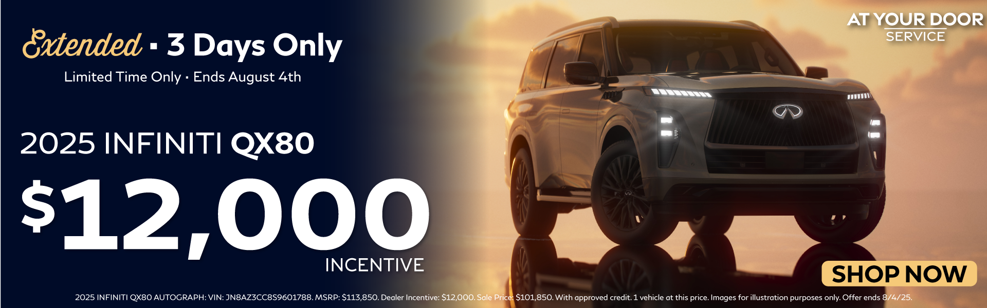 Extended Countdown Sale - QX80 Cash offer