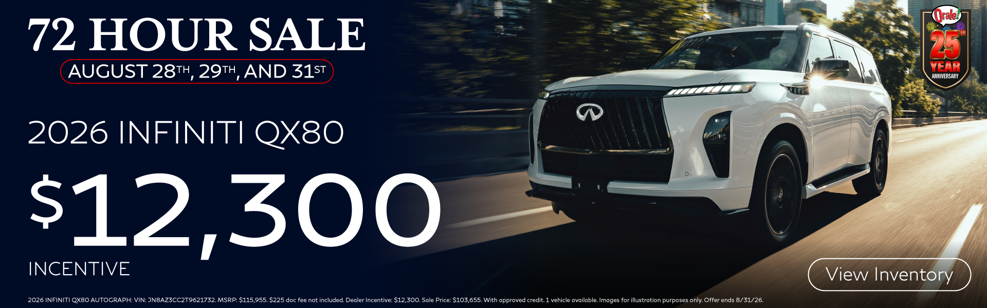 72 hour Sale - 2026 QX80 - $12,300 Incentive
