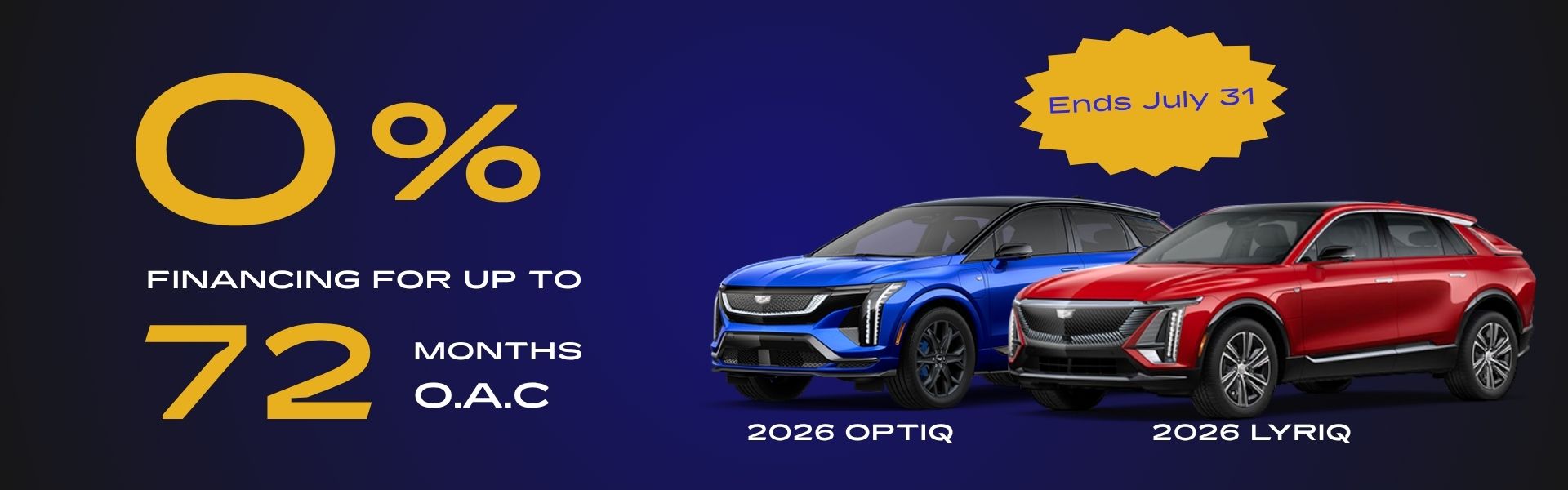 0% Financing for up to 72 months O.A.C on 2026 LYRIQ & OPTIQ