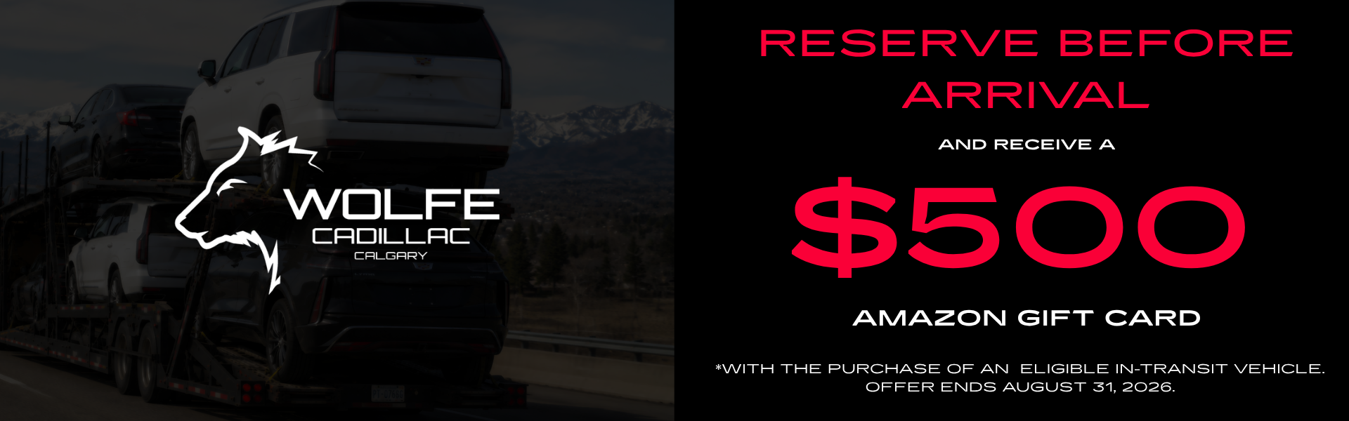 Reserve before arrival and receive a $500 Amazon Gift Card