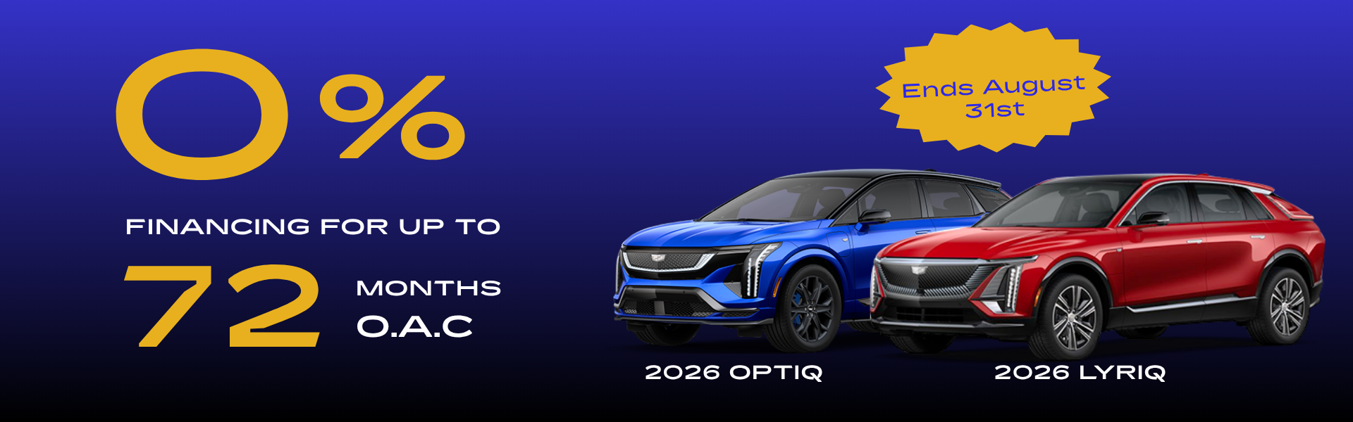 0% Financing O.A.C on 2026 LYRIQ & OPTIQ