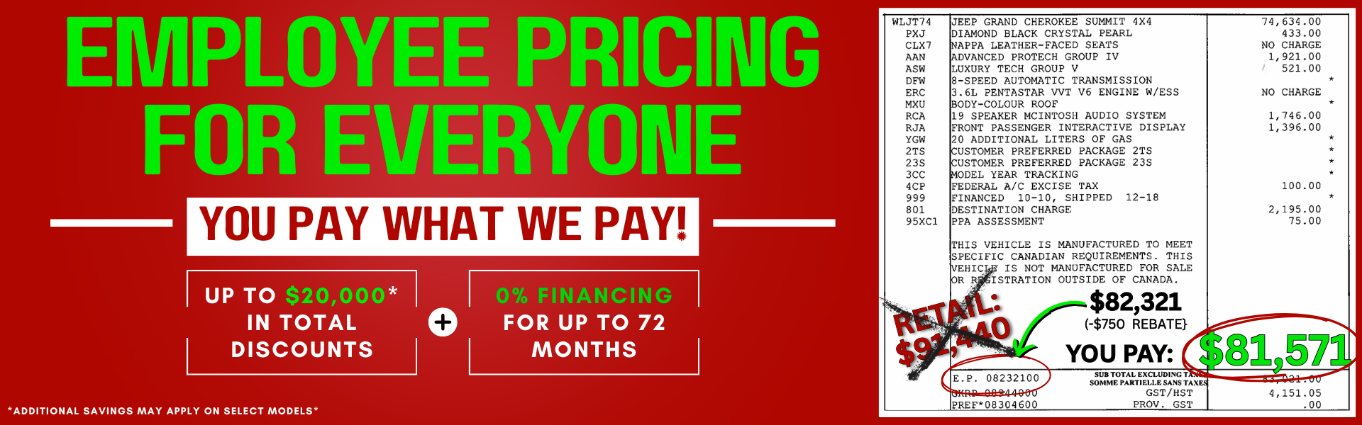employee pricing