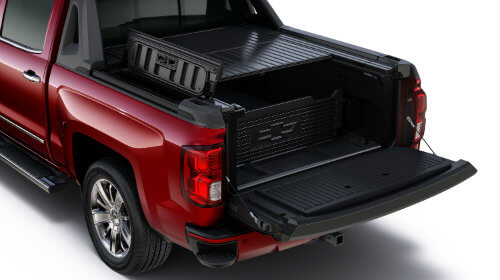 Close-up of the 2017 Chevy Silverado High Desert Package storage system