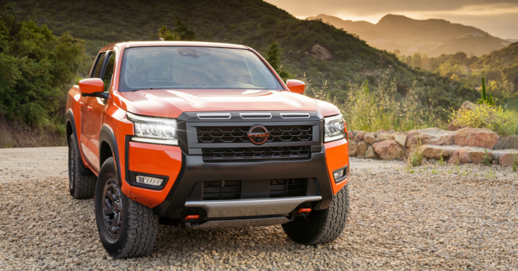 2025 Red Nissan Frontier front view