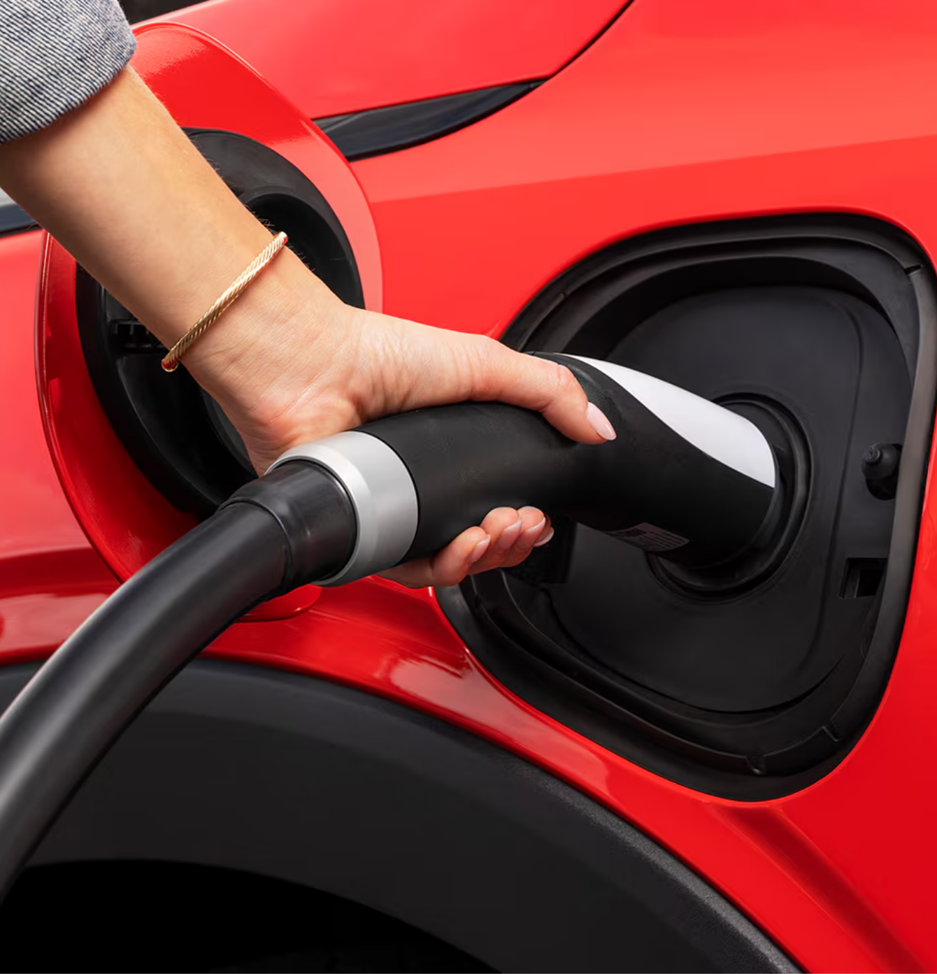 Charging a Chevrolet Bolt EV on the road