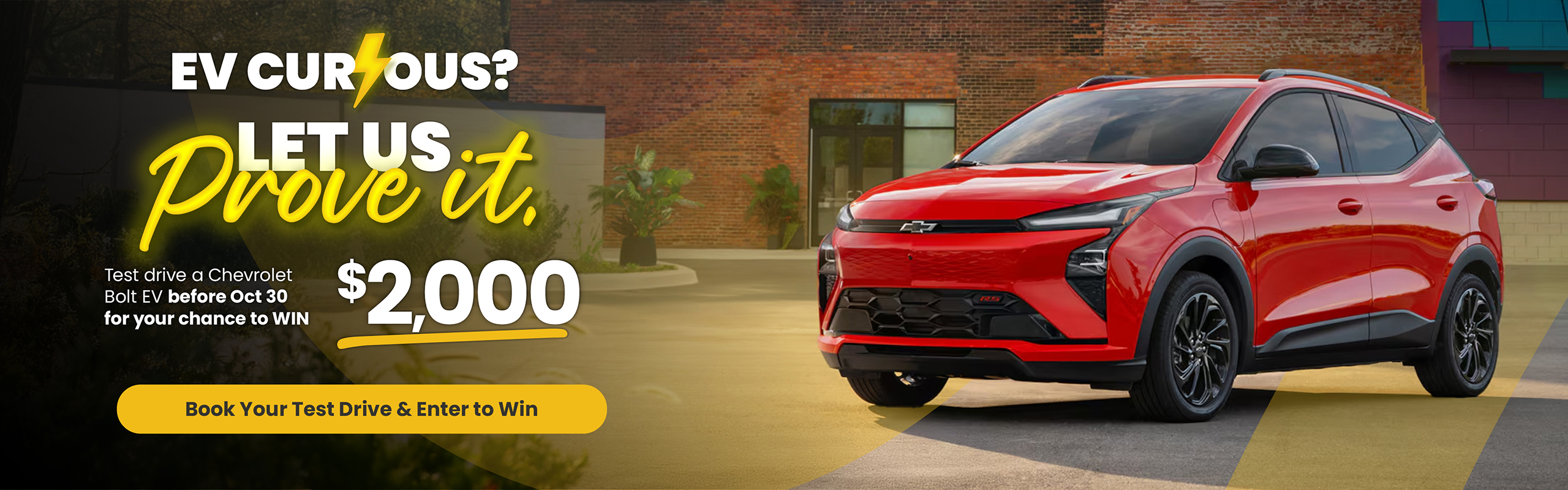 Chevrolet Bolt EV test-drive promotion offering a chance to win $2,000 if you test drive before October 30