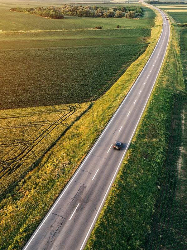 Rural road at sunset