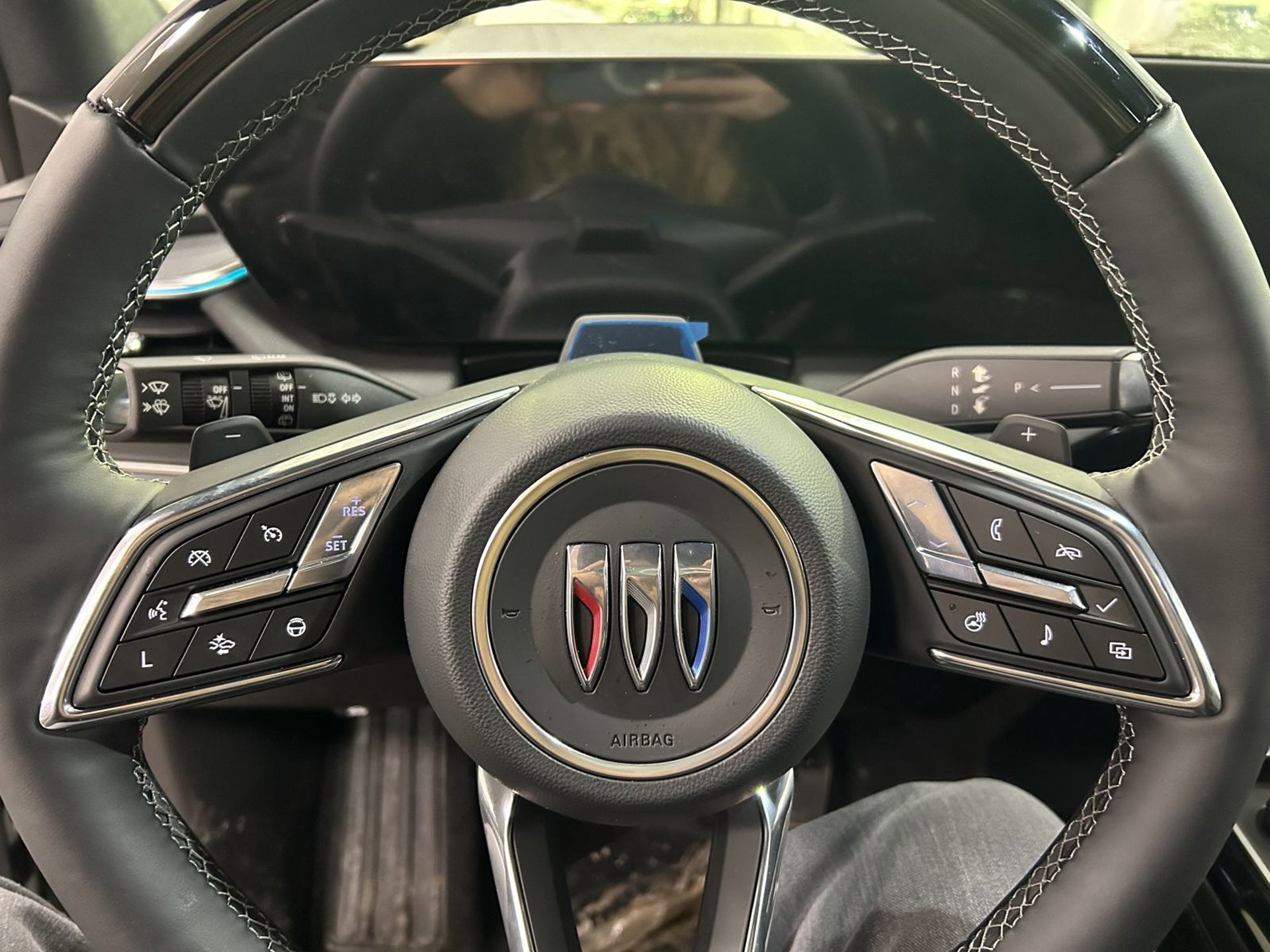 Close up of the Buick Enclave's steering wheel, which features a heated function for particularly cold days