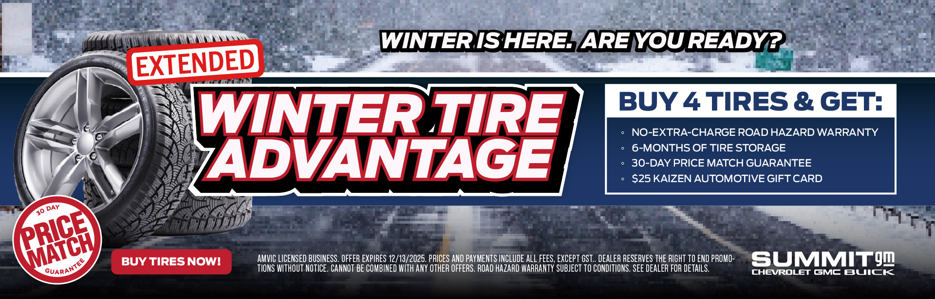 Fort McMurray winter tire specials available at Summit GM through the Winter Tire Advantage program