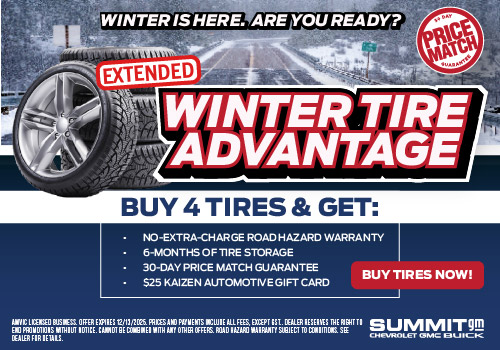 Fort McMurray winter tire specials available at Summit GM through the Winter Tire Advantage program