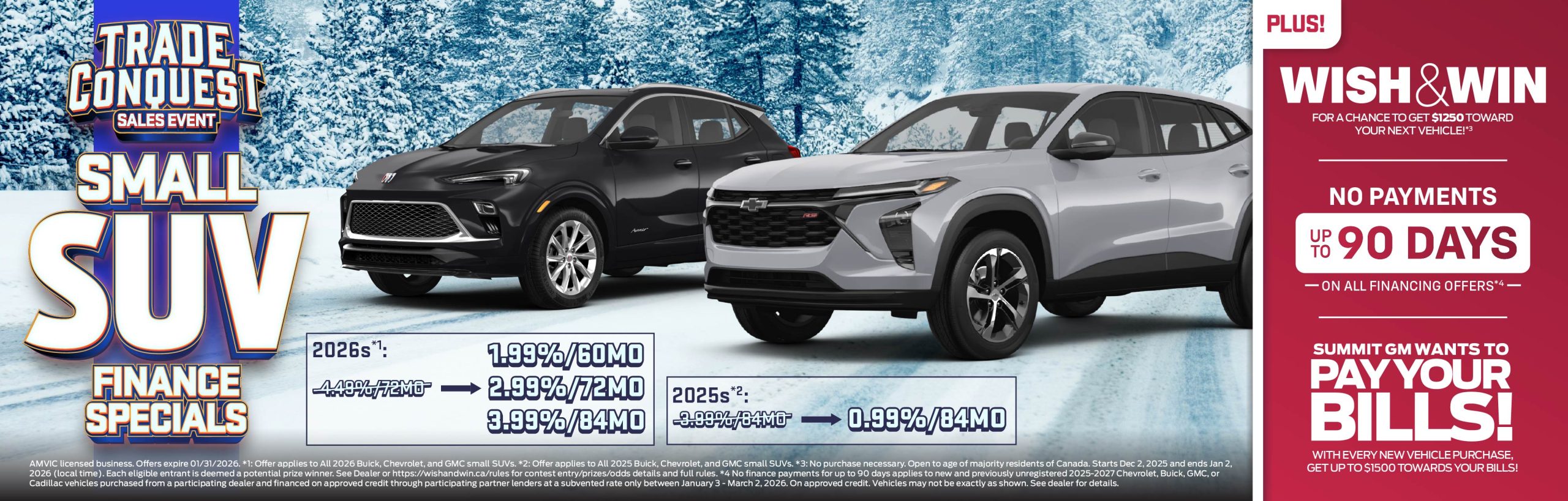 Get an enhanced finance rate on all 2026 Buick, Chevrolet, and GMC Small SUVs only at Summit GM!