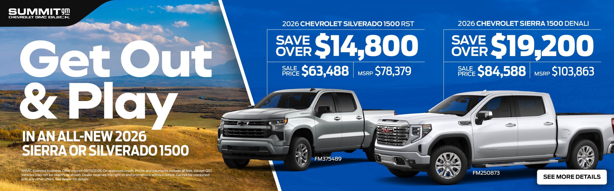 Save over $19,200 on select GMC or Chevrolet 1500s at Summit GM Fort McMurray